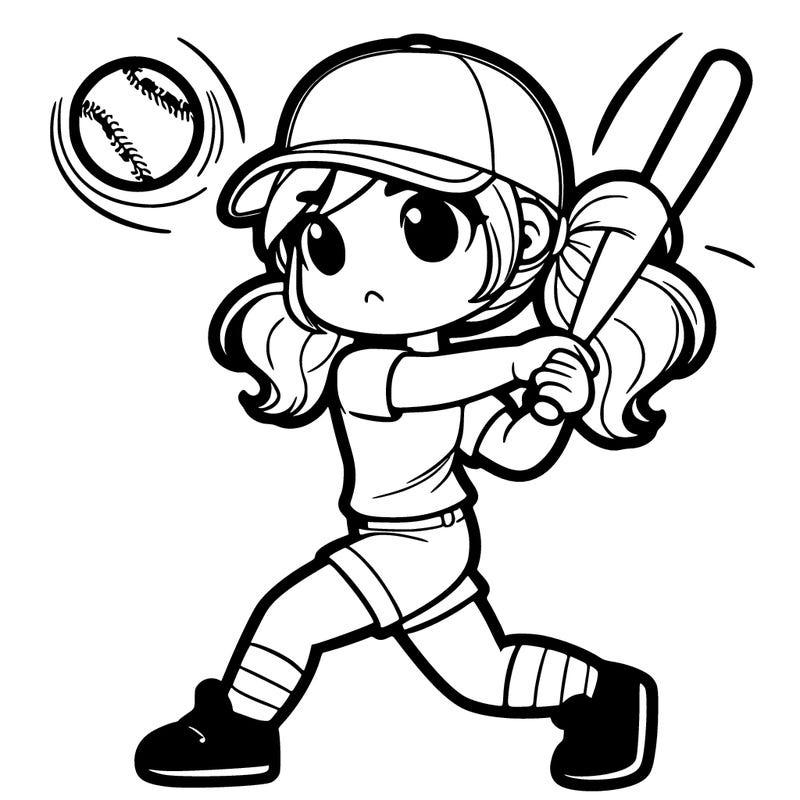 girl hitting a softball