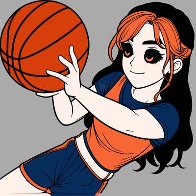 realistic girl playing basketball