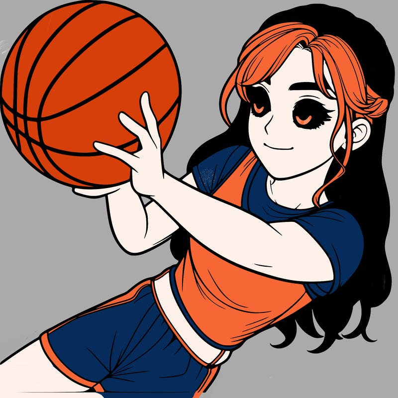 realistic girl playing basketball