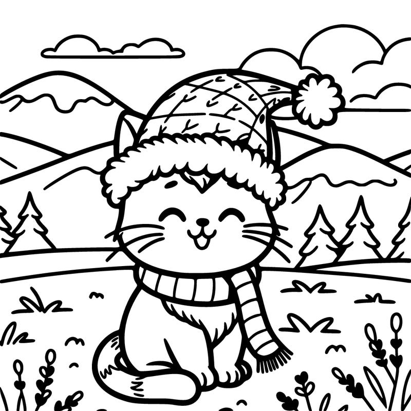 cat with santa hat in a field