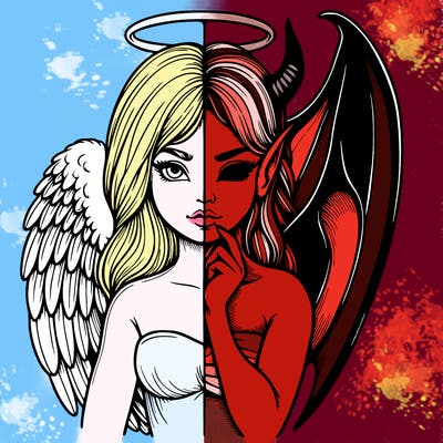 realistic angel half demon