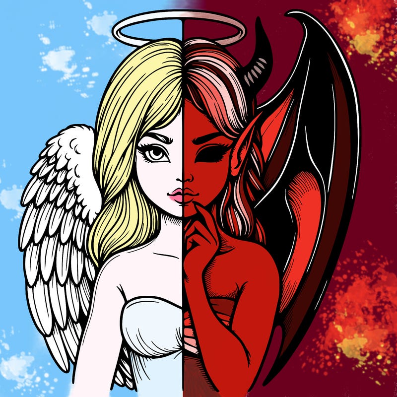 realistic angel half demon