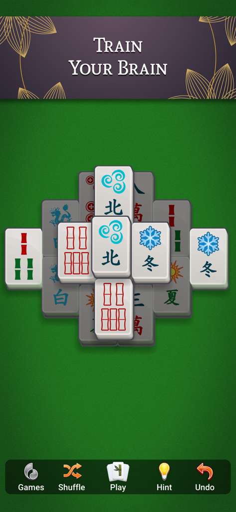 Puzzle di tessere tradizionali di Mahjong Solitaire per l'allenamento del cervello e il rilassamento