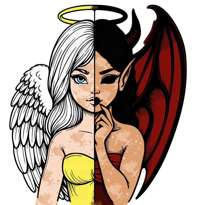 realistic angel half demon