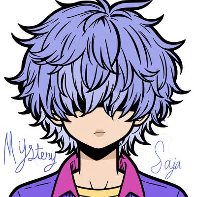 manga boy fluffy hair covering his eyes