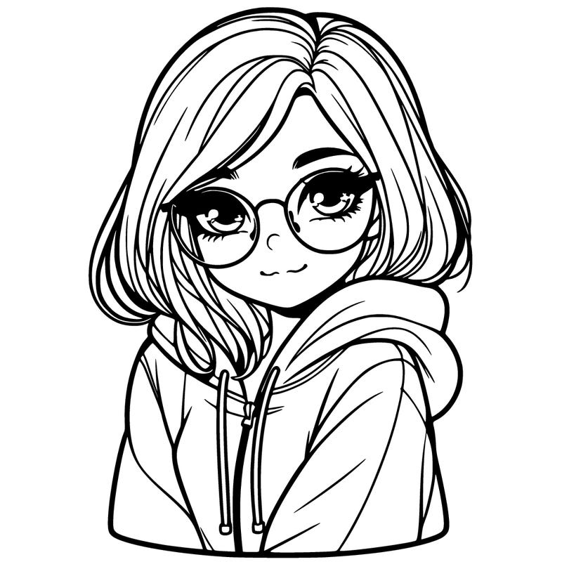 beautiful girl with glasses and hoodie