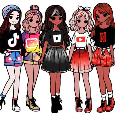 a group of five girls