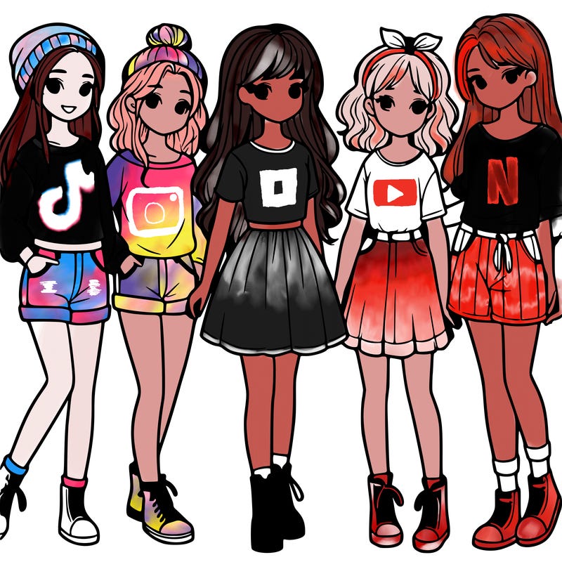 a group of five girls