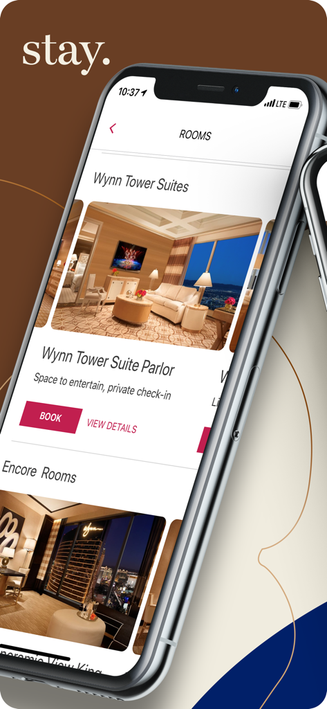Wynn Resorts - Wynn Resorts mobile app interface showing luxury suite booking options for Wynn Tower Suites