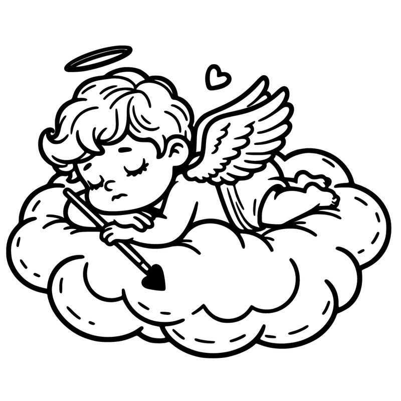 cupid asleep on a cloud