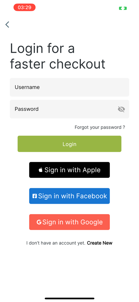 Helpful Foodie - Helpful Foodie login screen with username password fields and social sign in buttons.