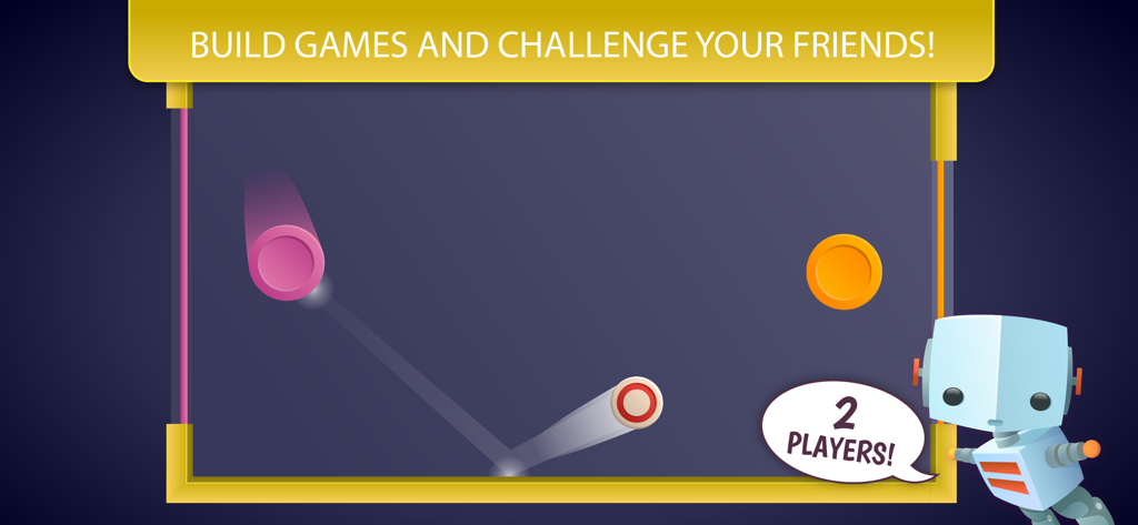 Coda Game - Make Custom Games - Una captura de pantalla del modo de juego para 2 jugadores en Coda Game donde los niños pueden desafiar a sus amigos.