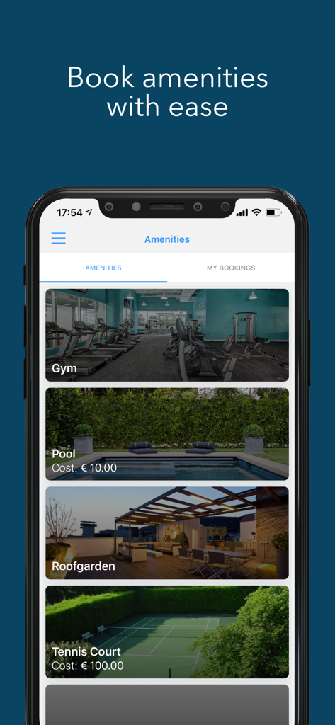 CondoVive - CondoVive mobile app screen for booking community amenities like the gym and pool