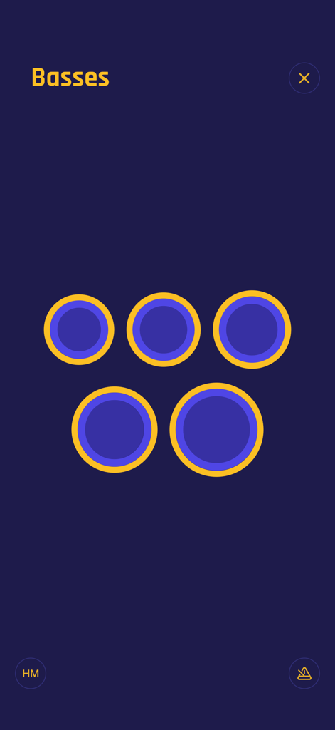 Drumline - User interface of the Drumline app featuring five virtual marching bass drum pads