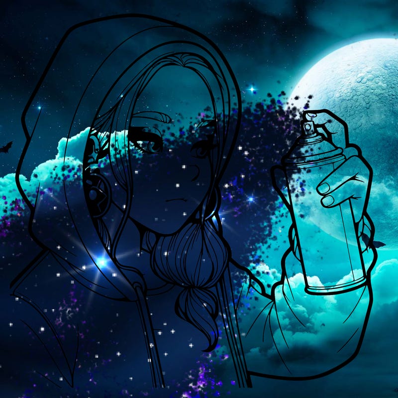 a realistic girl, spray painting