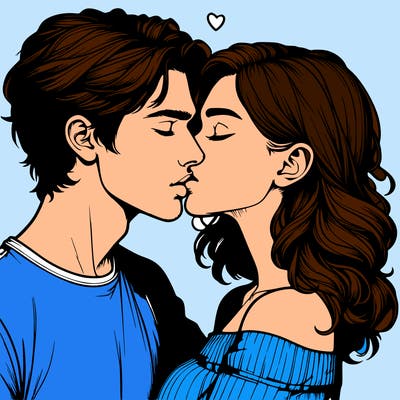 realistic couple kissing