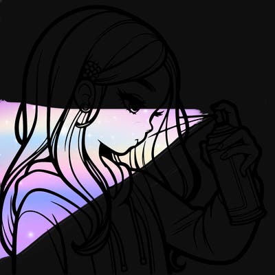 a realistic girl spray painting