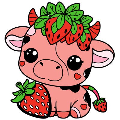 cute strawberry cow