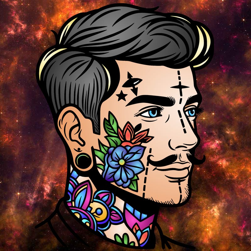 man with face tattoos