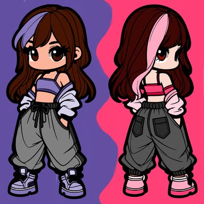 girl in crop top and baggy pants