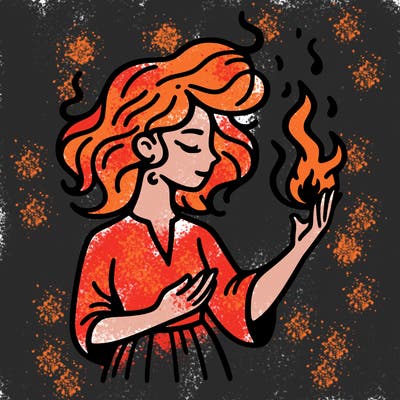 woman with fire