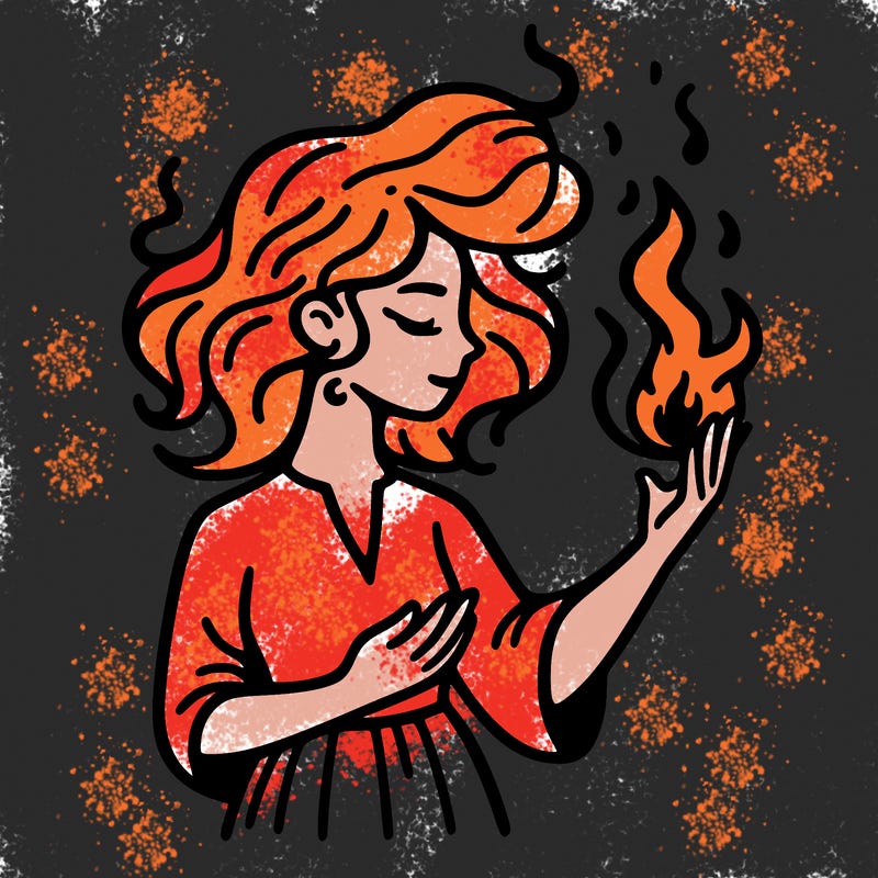 woman with fire