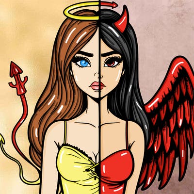 devil vs angel realistic girl