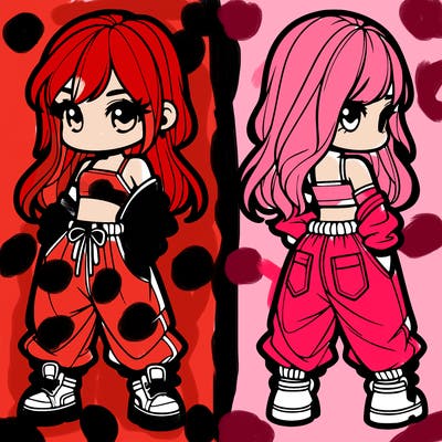 girl in crop top and baggy pants