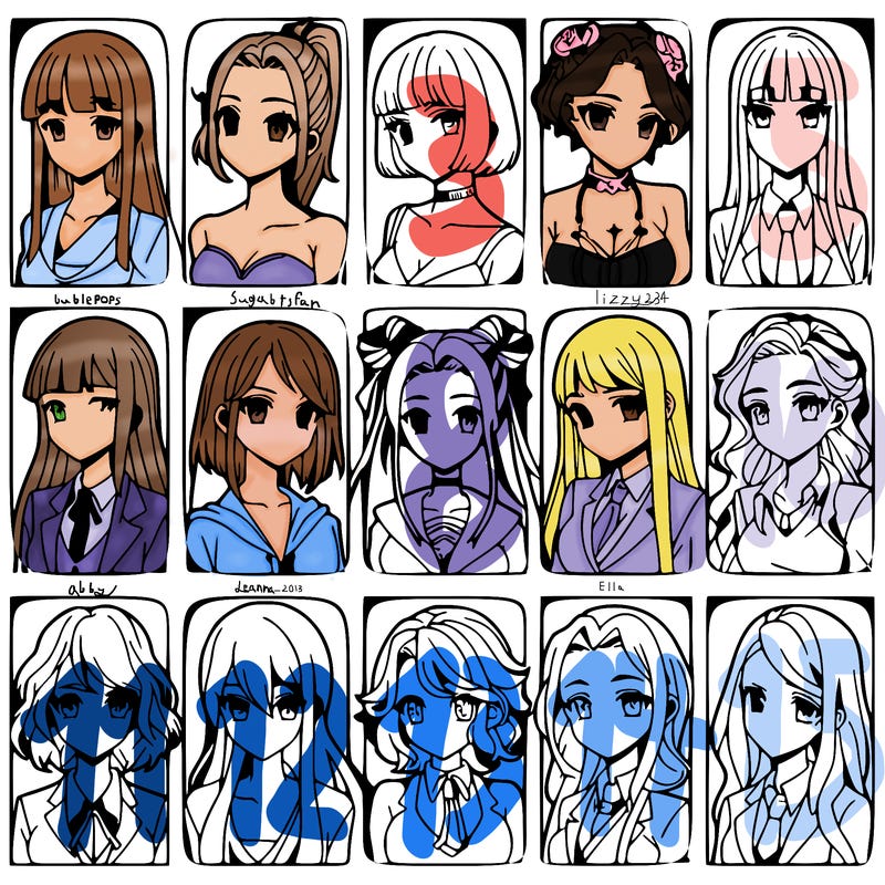 girls that look diffrent anime