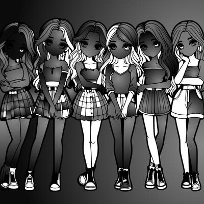 a group of girls realistic
