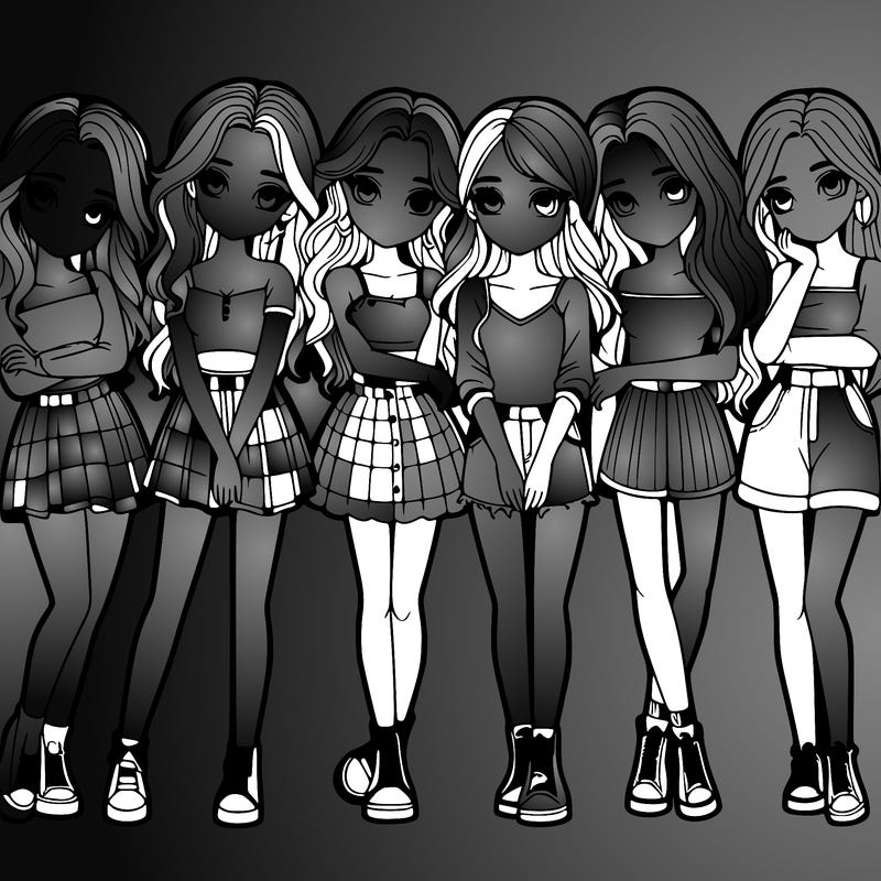 a group of girls realistic