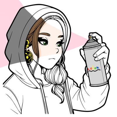 a realistic girl, spray painting