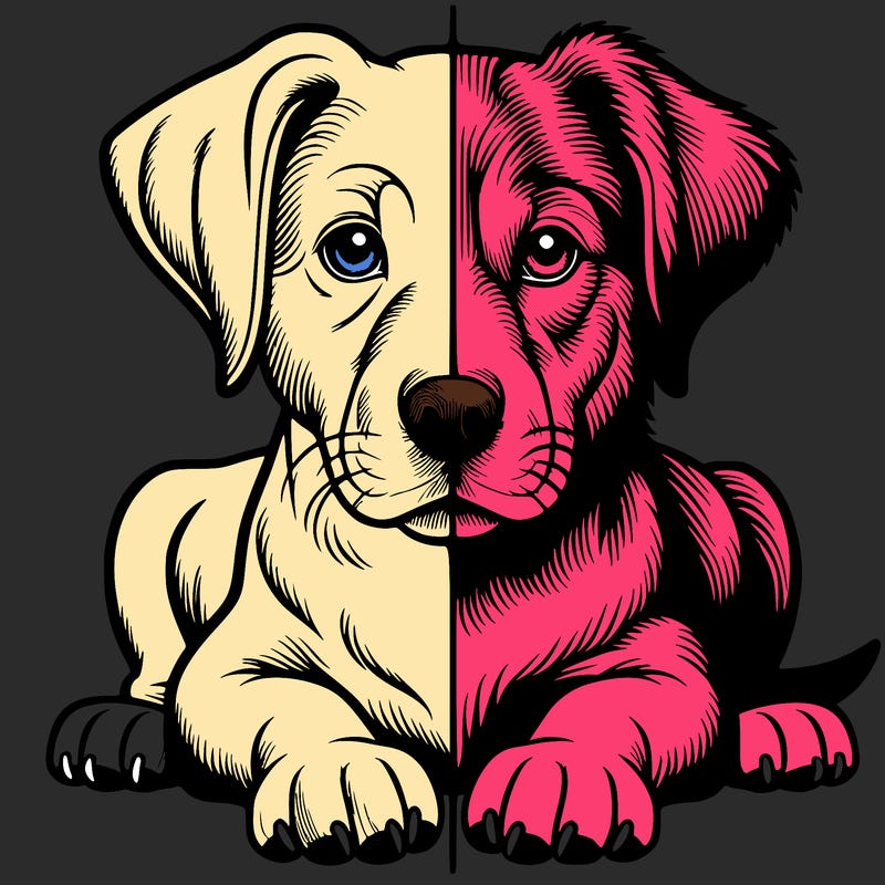 realistic dog split picture