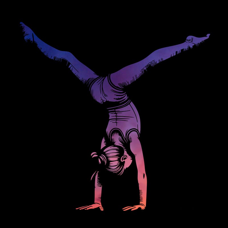 realistic gymnastic hand stand girl in four splits
