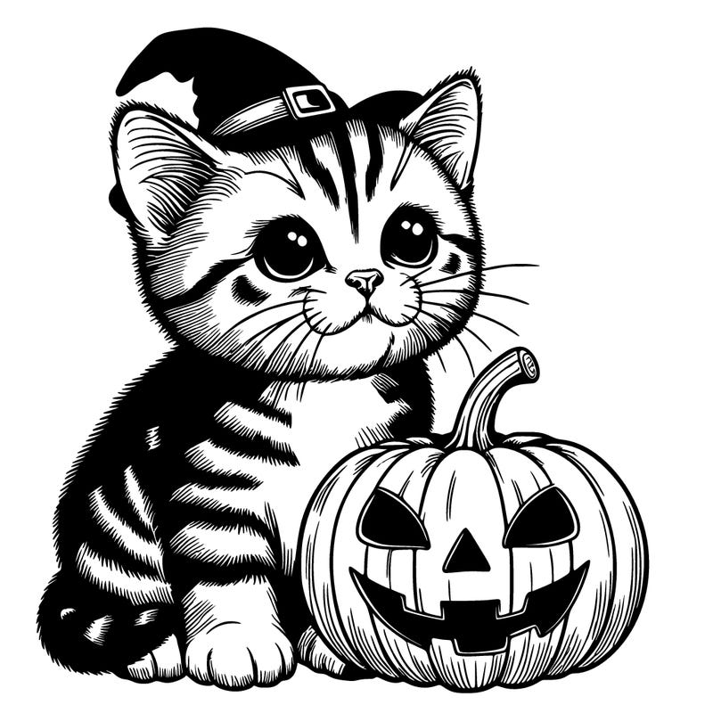halloween realistic kitten