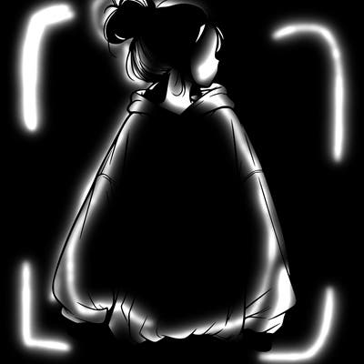 realistic girl with a oversized sweatshirt on and a bun