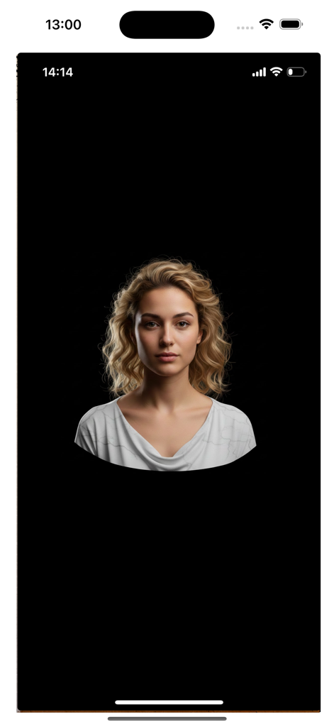 scanbust 3D - Una scansione 3D dettagliata di un busto di donna visualizzata su sfondo nero all'interno dell'app scanbust 3D.