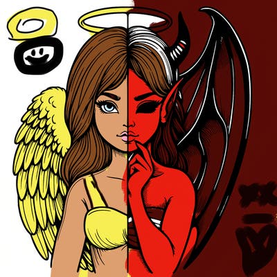 realistic angel half demon