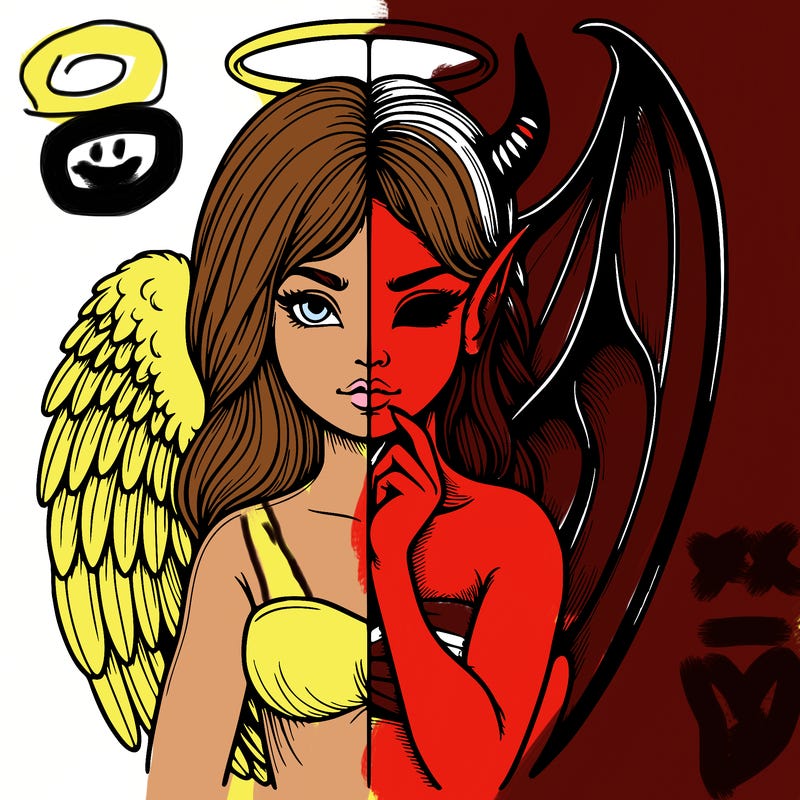 realistic angel half demon