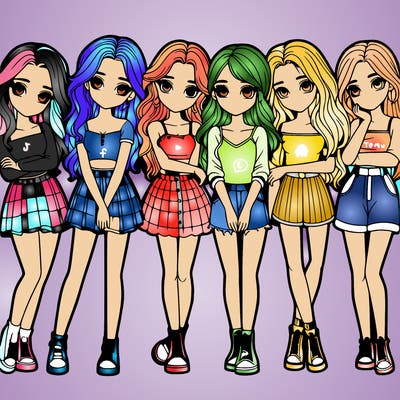 a group of girls realistic