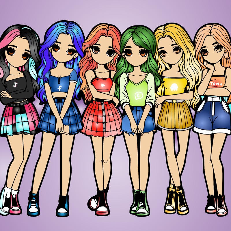 a group of girls realistic