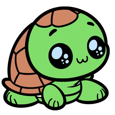 cute little animated turtle