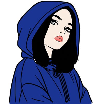 a realistic girl in a hoodie