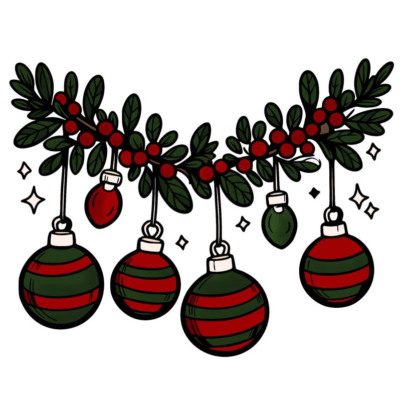 christmas garland with big bulbs