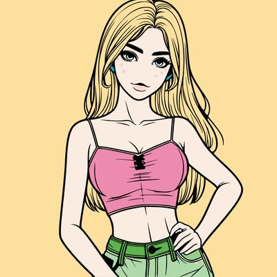 realistic girl in crop top