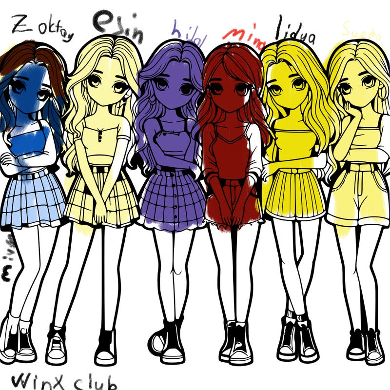 a group of girls realistic