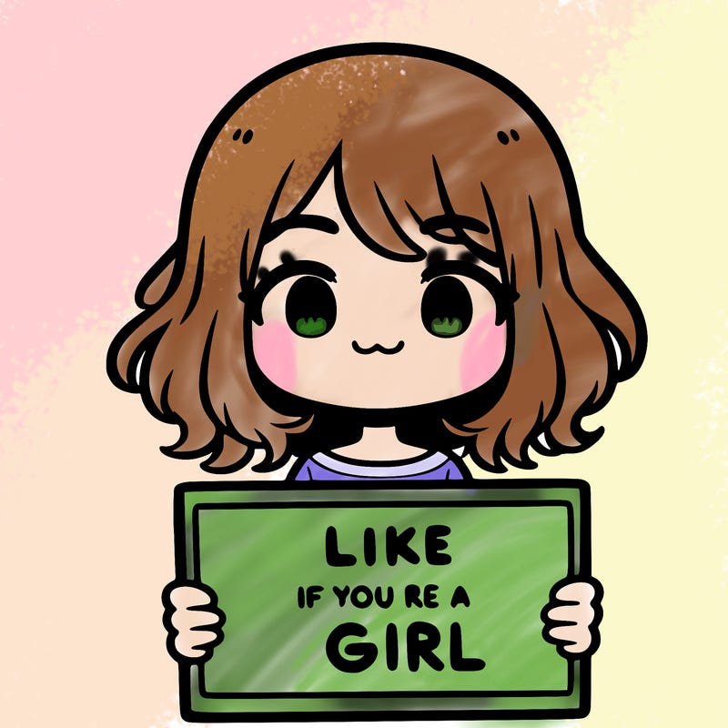 a cute girl holding a sign that says like if you’re a girl