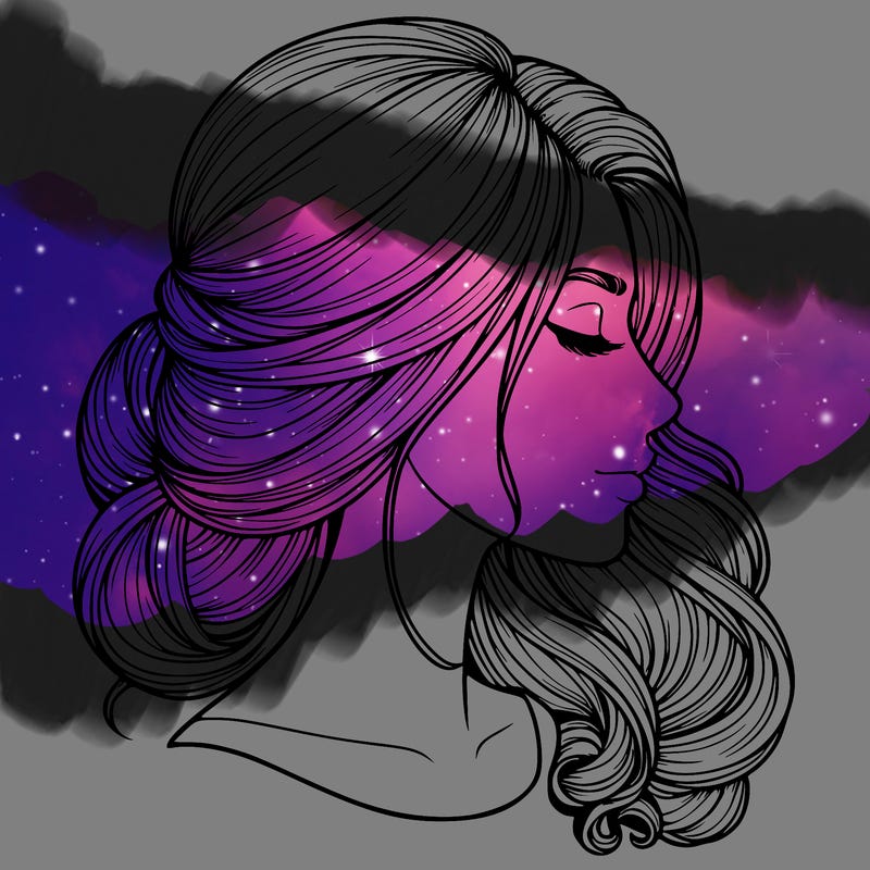 realistic woman's head & hair