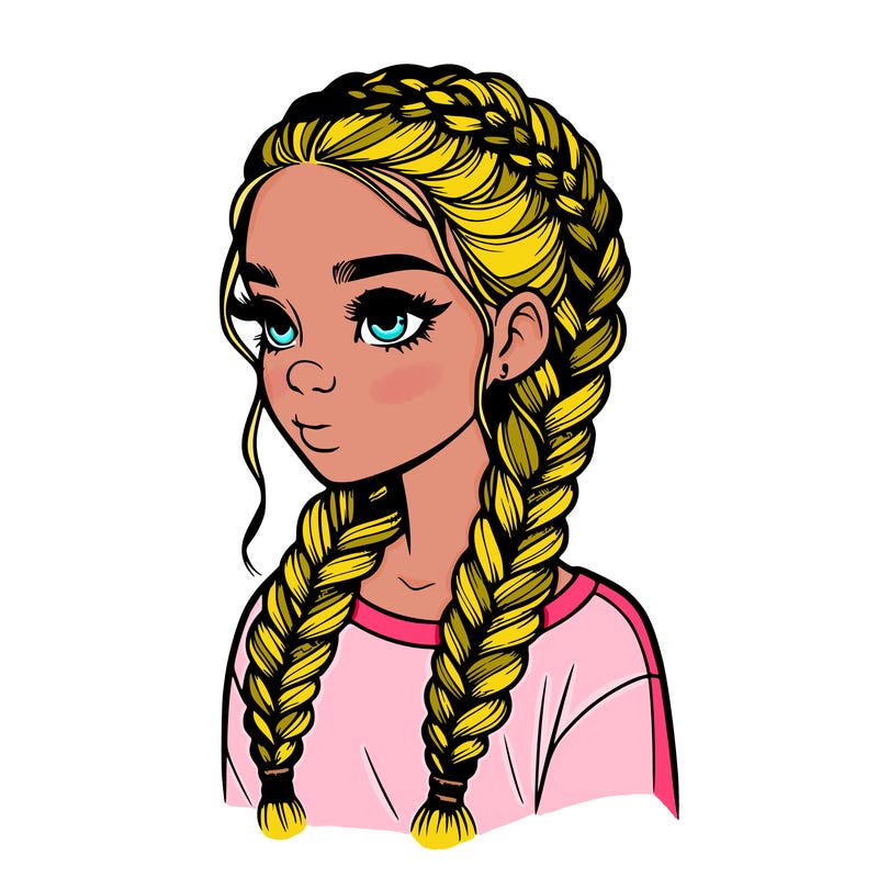 realistic girl with braids