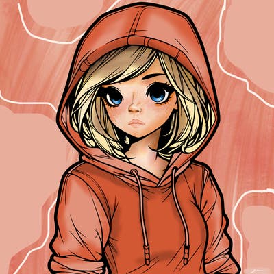 realistic girl with hoodie